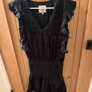 Chic Black Ruffled Mini Dress